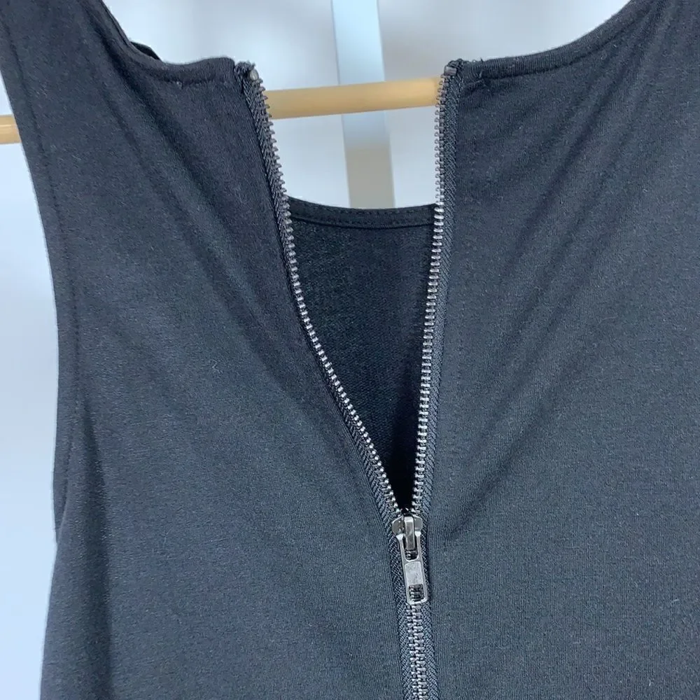 TOBI Women’s Cold Shoulder Zipper Back Fleece Dress Black Size Medium